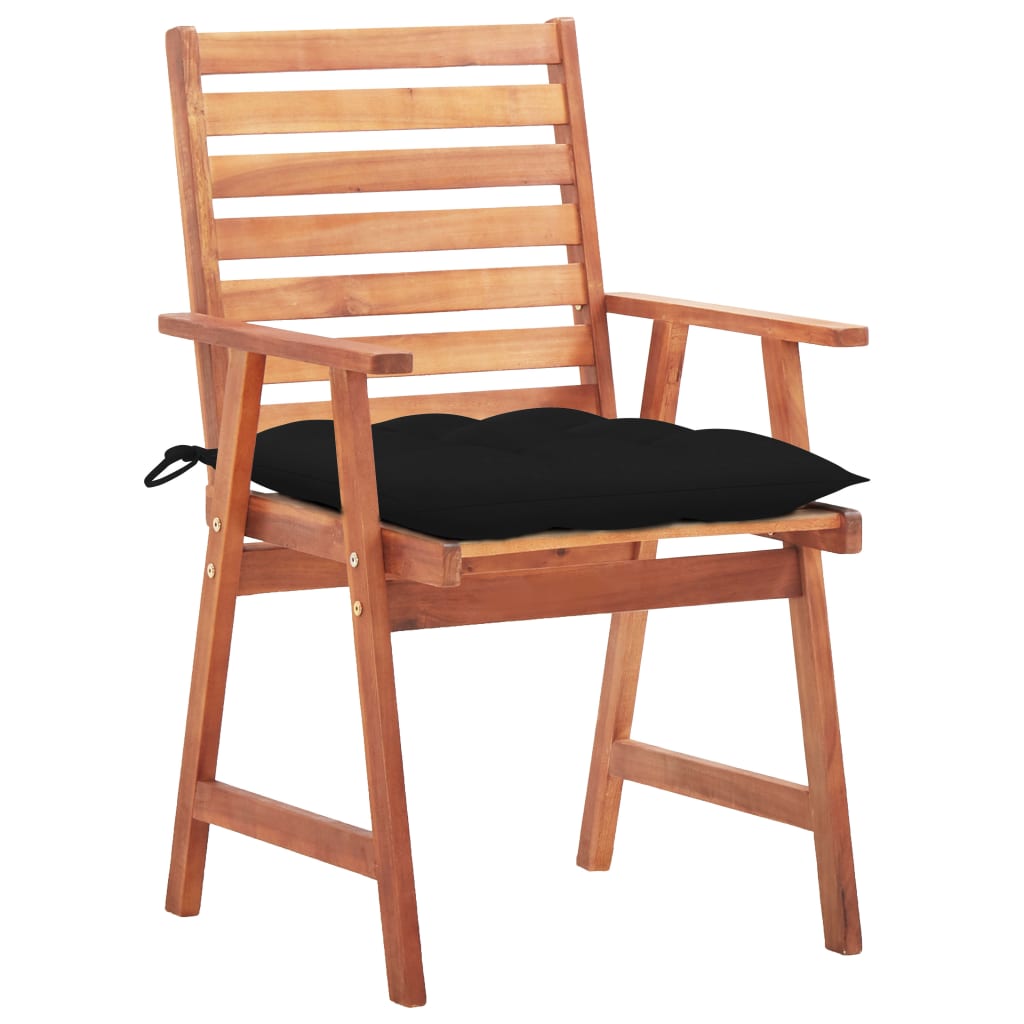 Cadeiras de jantar p/ jardim 3 pcs c/ almofadões acácia maciça