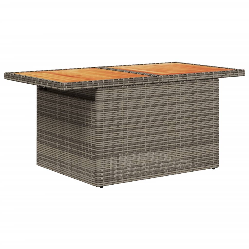 2 Pcs conj. sofás de jardim c/ almofadões vime PE/acácia cinza