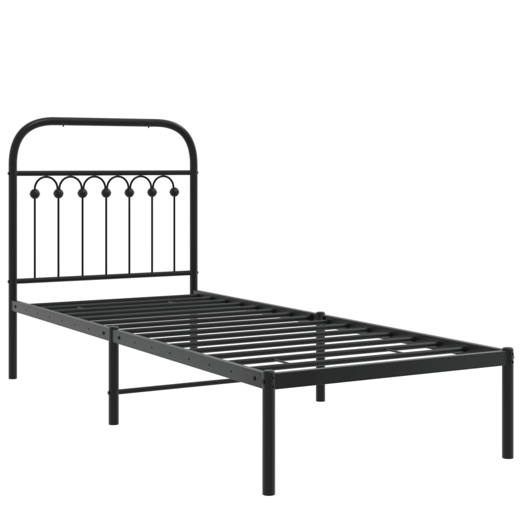 Estrutura de cama metal s/ colchão c/ cabeceira 75x190 cm preto