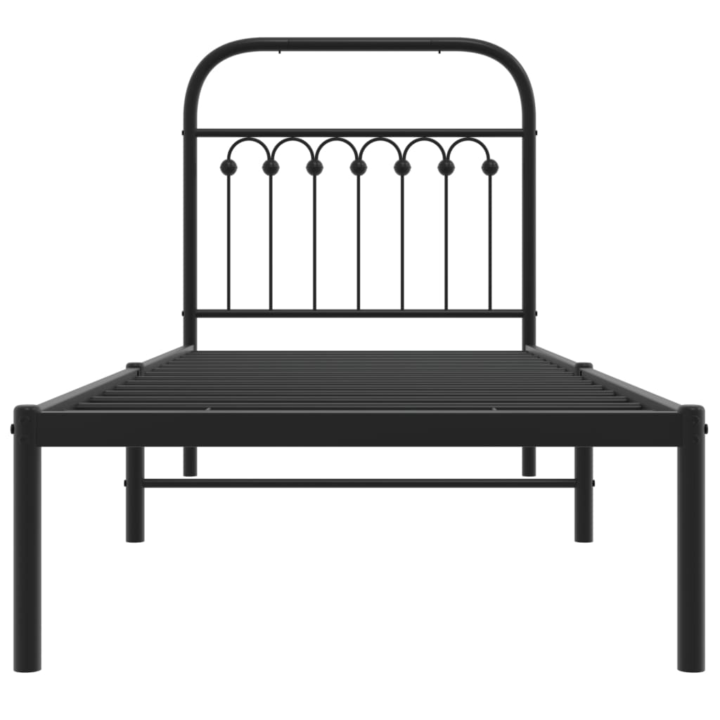 Estrutura de cama metal s/ colchão c/ cabeceira 75x190 cm preto