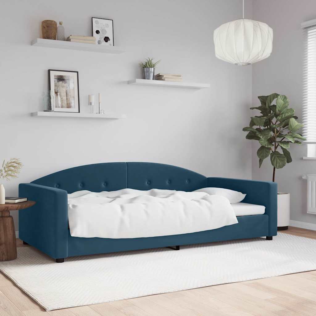 Sofá-cama 100x200 cm veludo azul