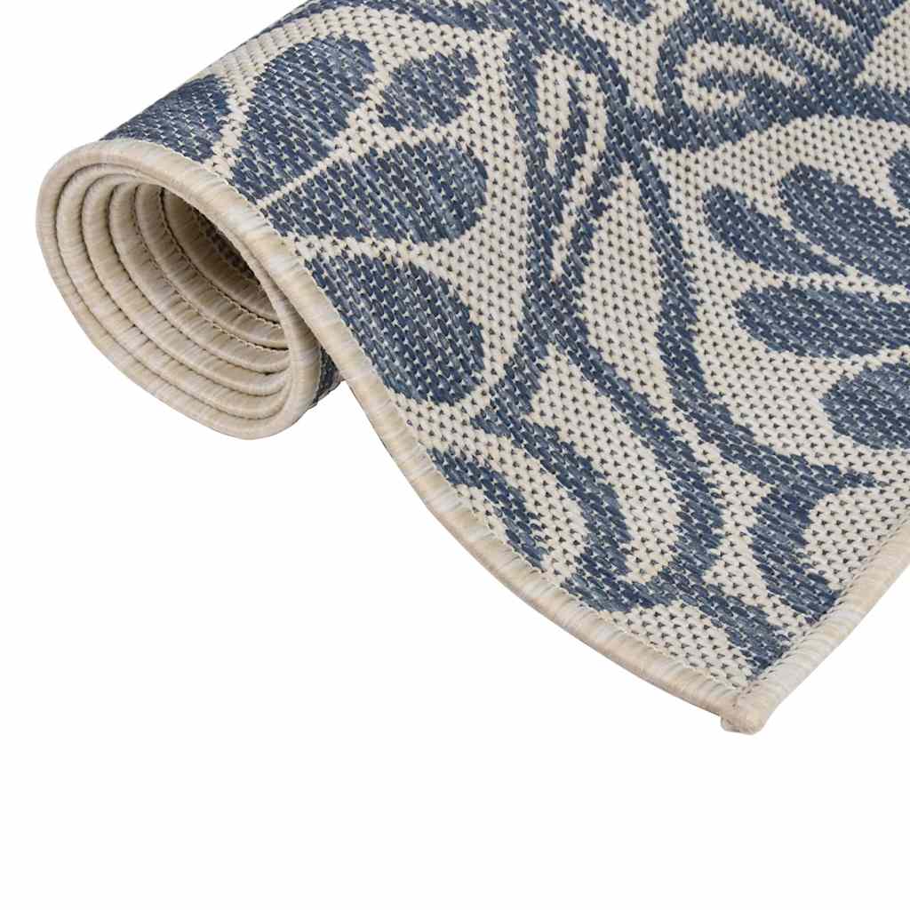 Tapete de tecido plano para exterior 100x200 cm padrão azul