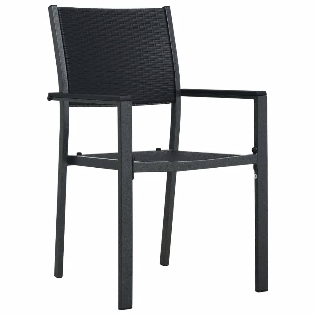 7 Pcs conjunto de jantar para jardim preto