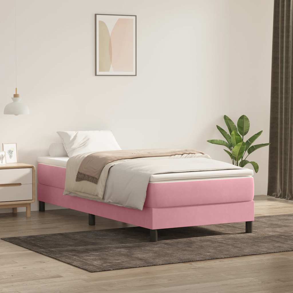 Cama com molas/colchão 80x220 cm veludo rosa