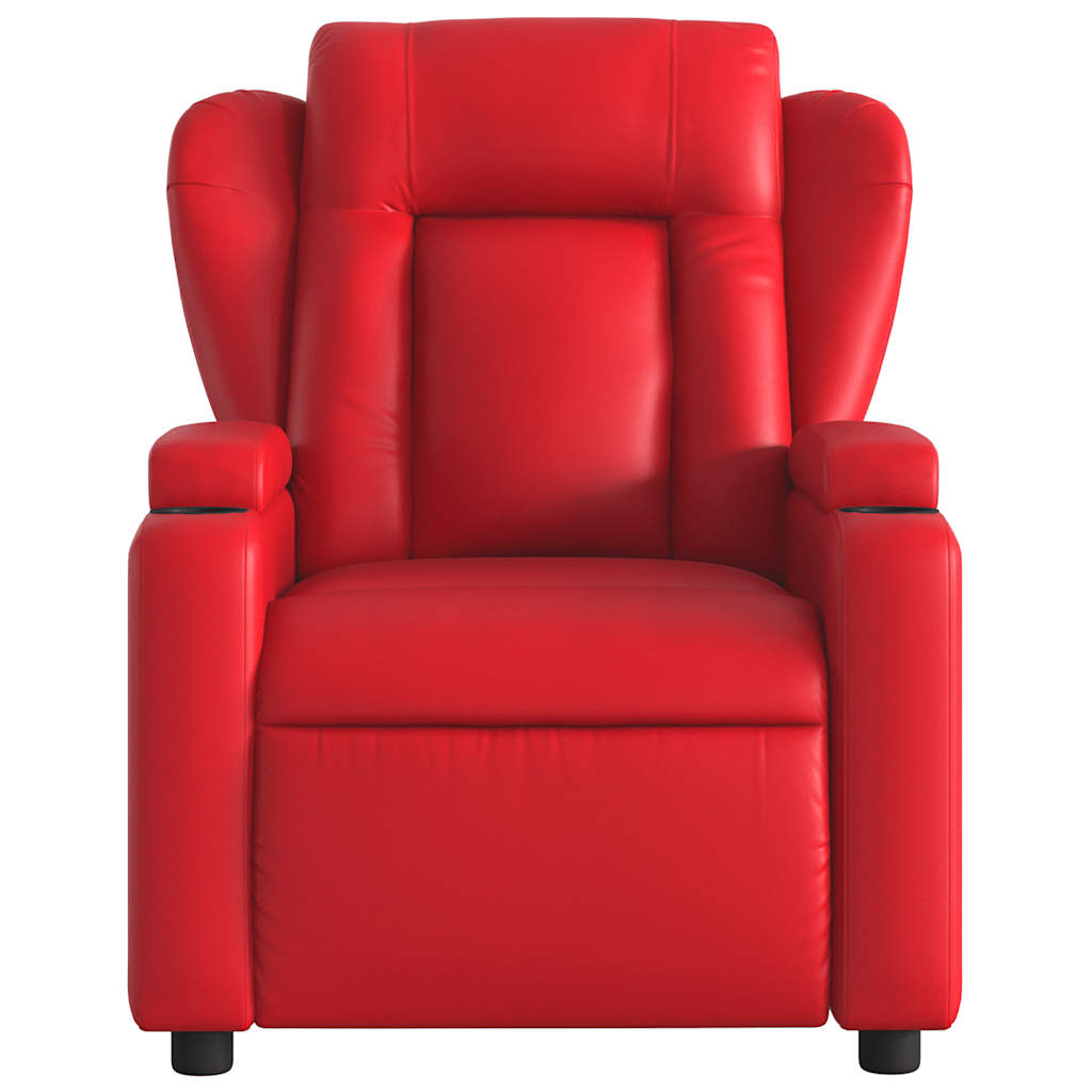 Poltrona de massagens reclinável couro artificial vermelho