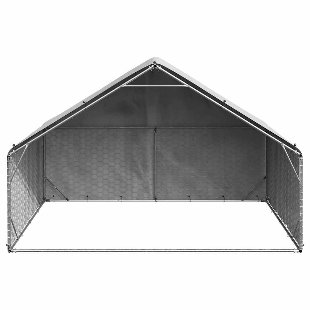 Canil para cães ao ar livre com cobertura 3x2x1,9 m aço galvanizado