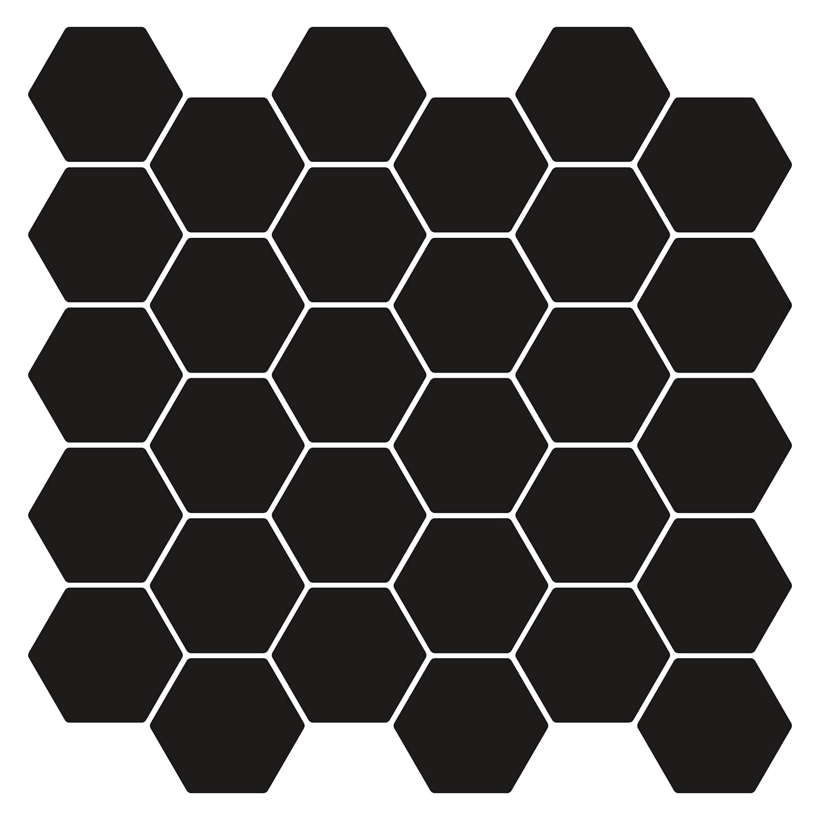 Azulejo hexagonal 50 unid. preto 30 x 30 cm poliuretano e PET