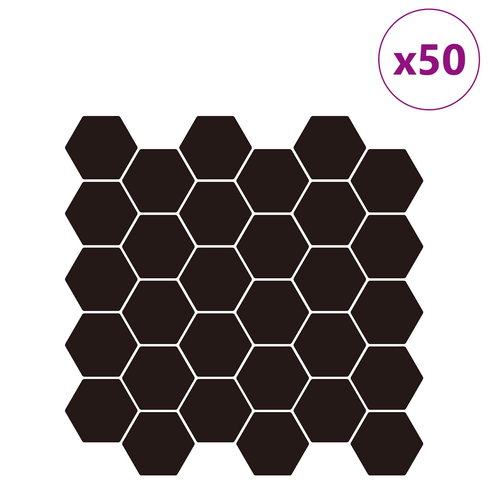 Azulejo hexagonal 50 unid. preto 30 x 30 cm poliuretano e PET