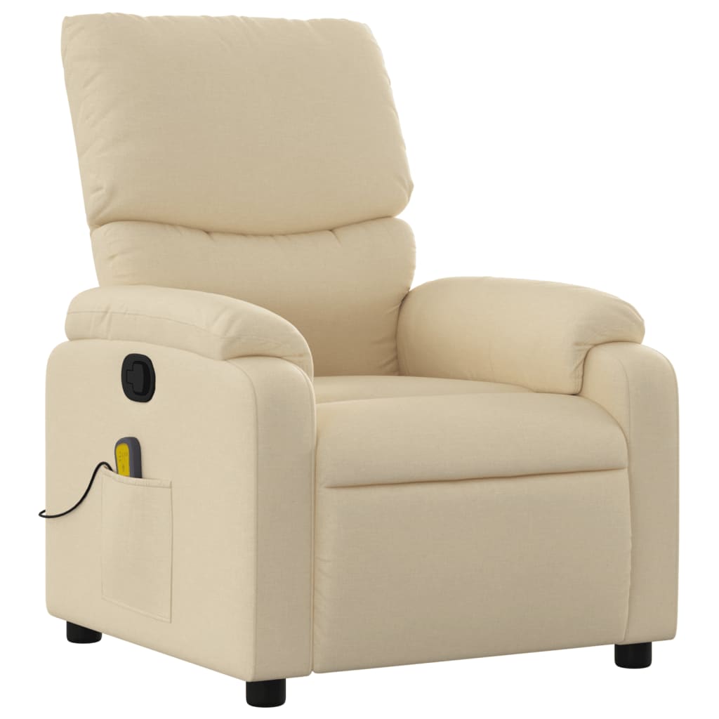 Poltrona de massagem reclinável em tecido creme