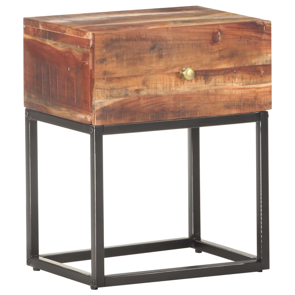 Mesa de cabeceira 40x30x50 cm madeira de acácia áspera