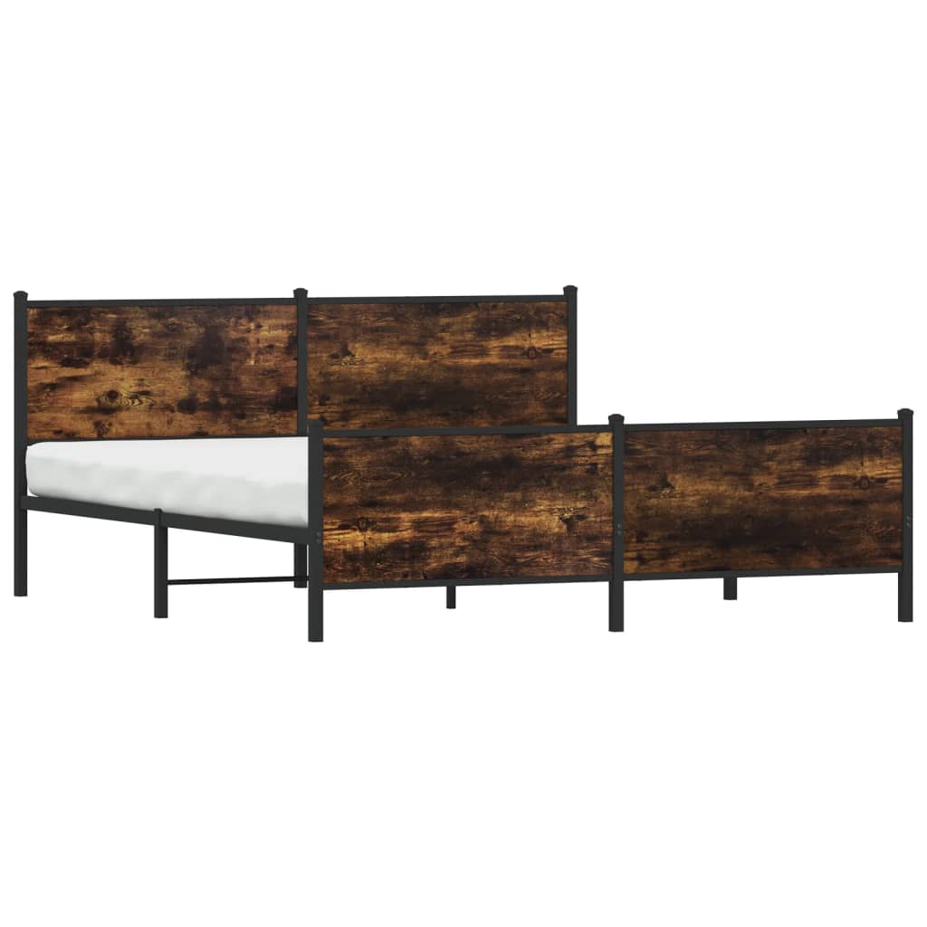 Estrutura de cama sem colchão 200x200cm metal carvalho fumado