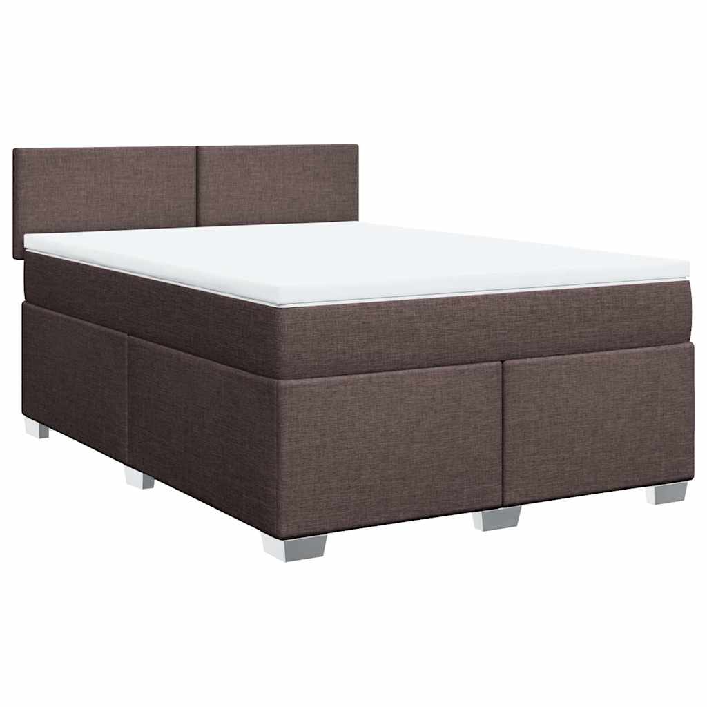 Cama com molas/colchão 140x190 cm tecido castanho-escuro