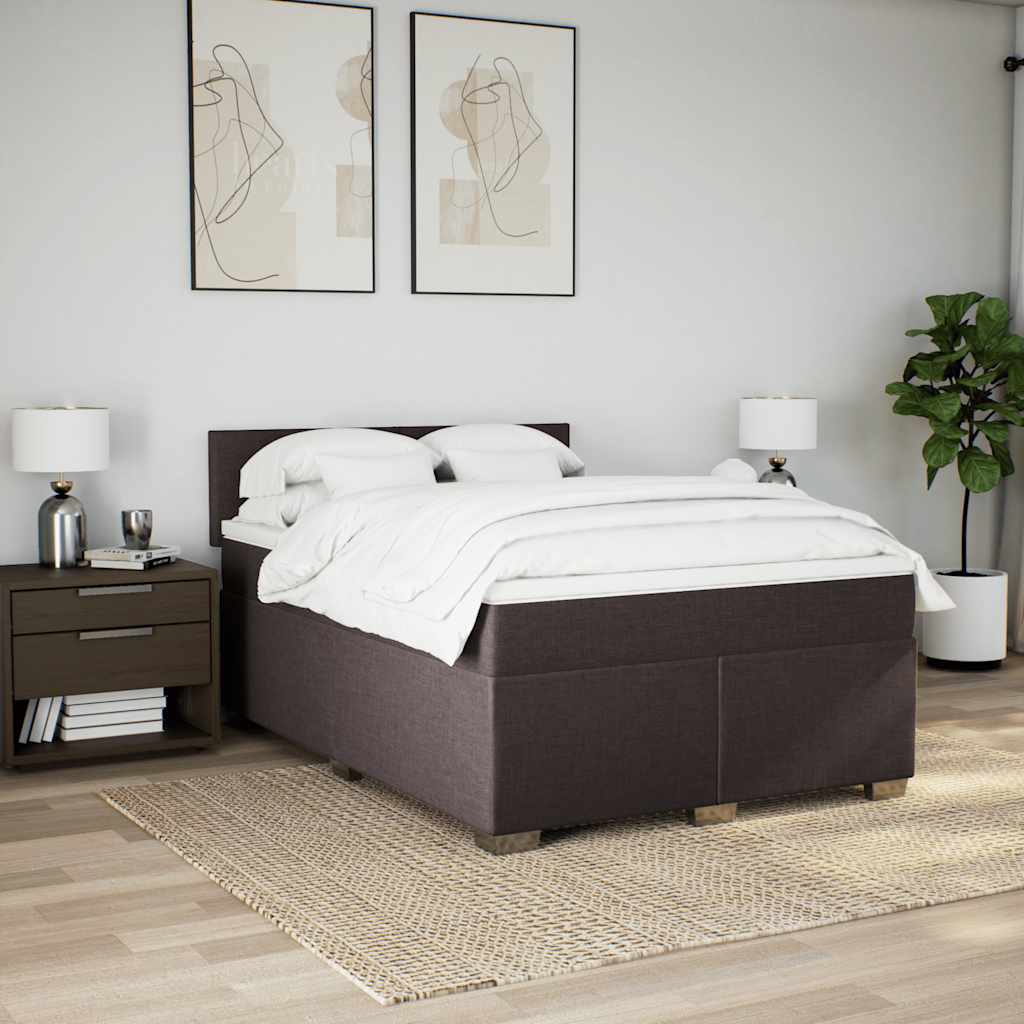 Cama com molas/colchão 140x190 cm tecido castanho-escuro