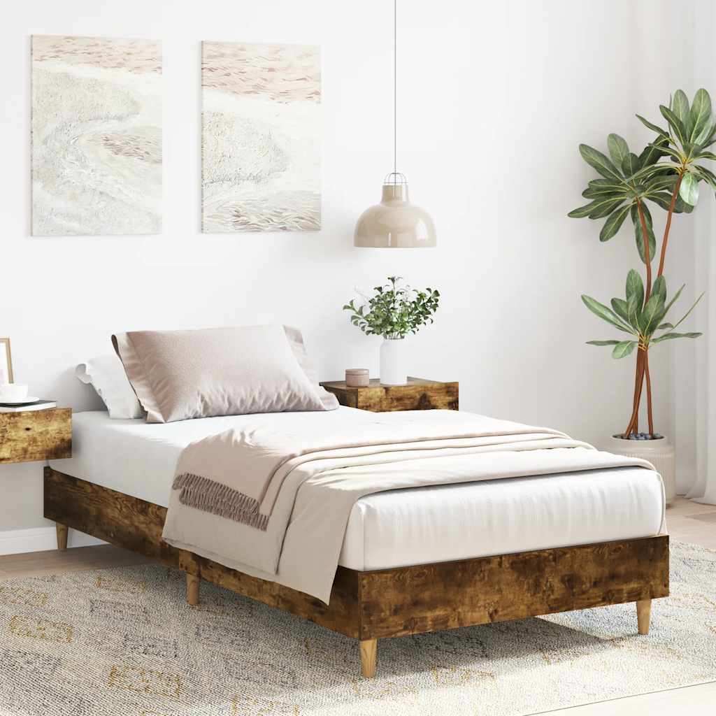 Estrutura cama s/ colchão 75x190 cm carvalho fumado