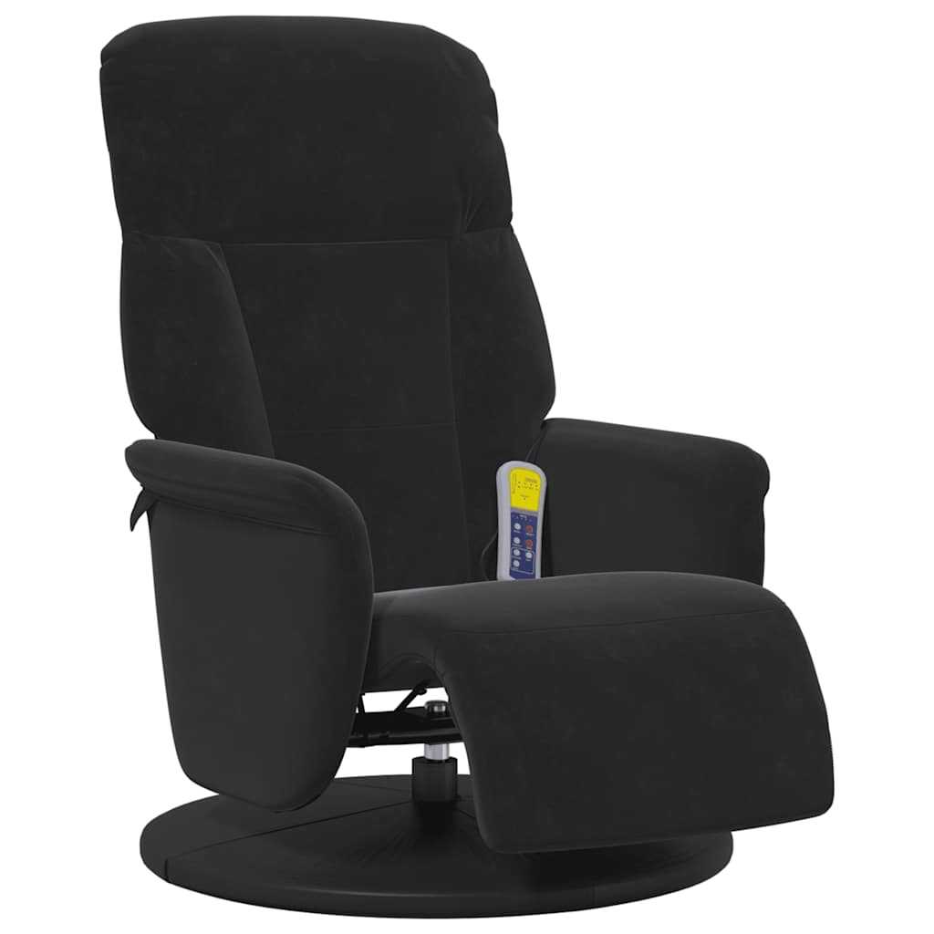 Cadeirão de massagens reclinável c/ apoio de pés veludo preto