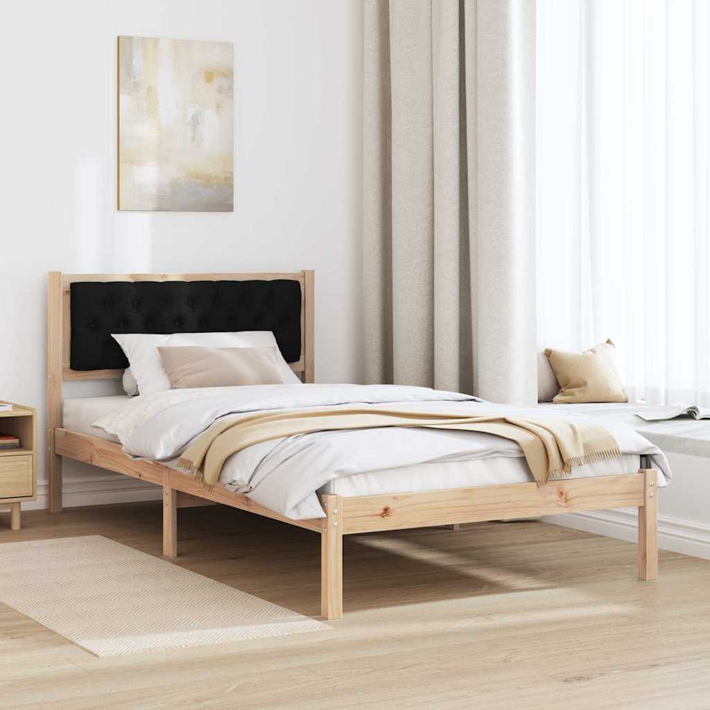 Estrutura da cama preto 100 x 200 cm madeira de pinheiro sólida