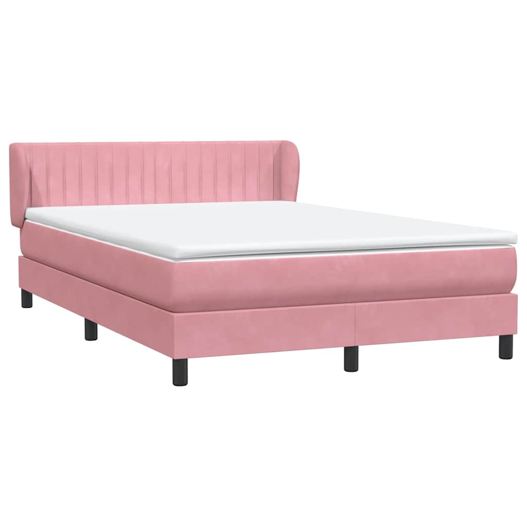 Cama com molas/colchão 140x220 cm veludo rosa