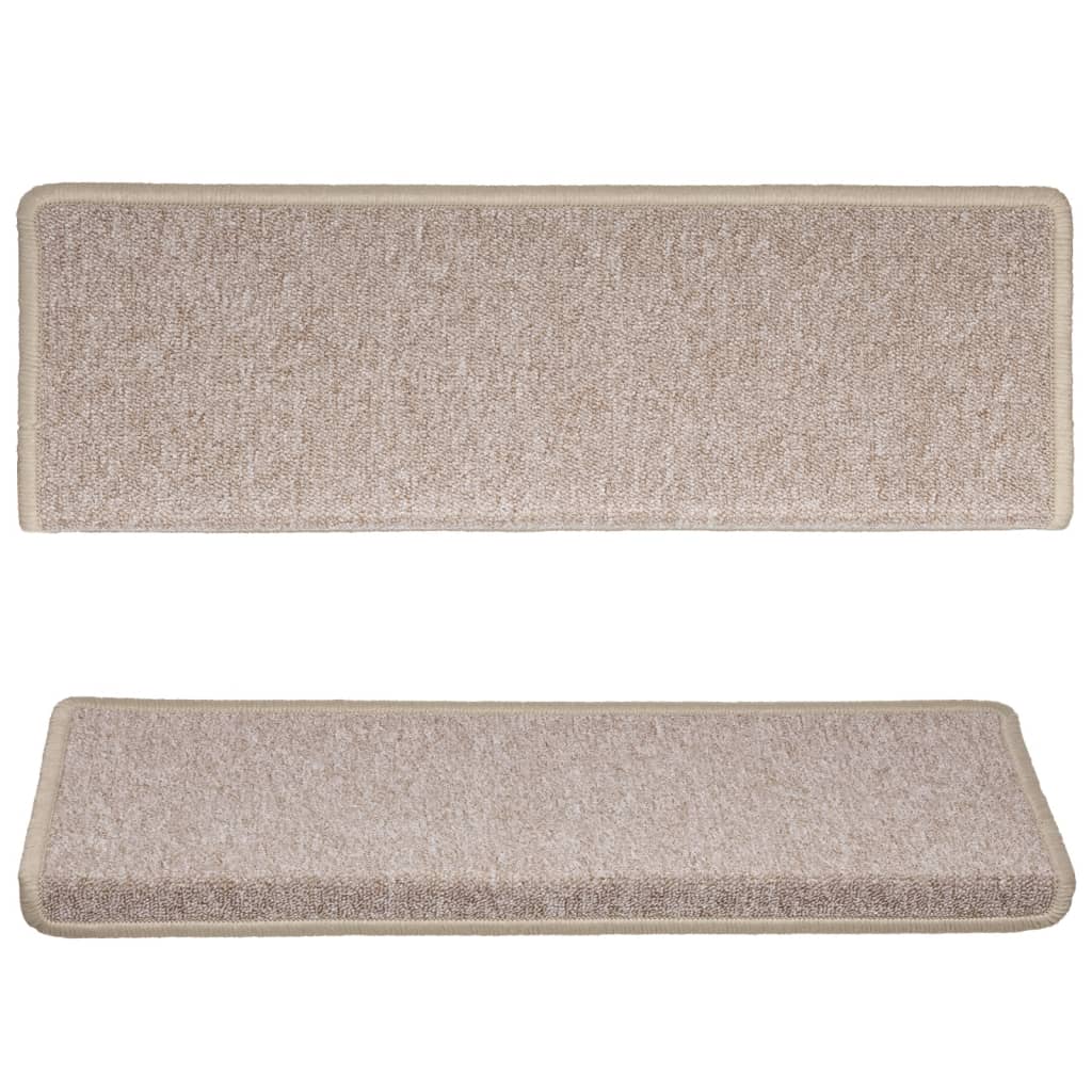 Tapetes de escada 15 peças 65x21x4 cm cinza-claro com borda retangular