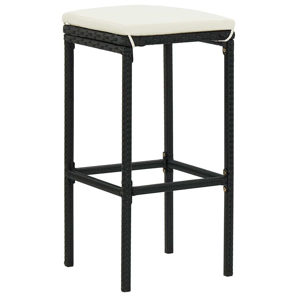 7 Pcs conjunto de bar para jardim vime PE/acácia maciça preto
