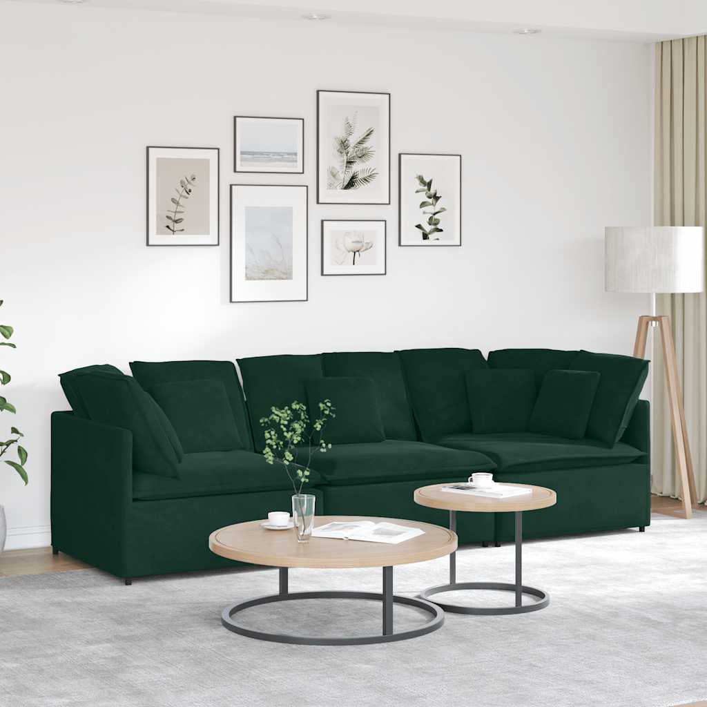 Sofá modular com almofadas veludo verde-escuro