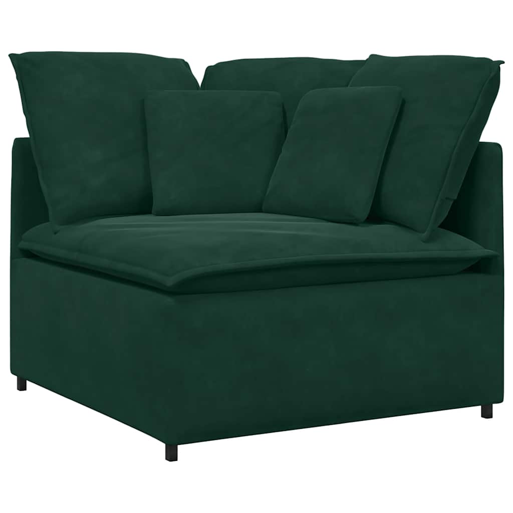 Sofá modular com almofadas veludo verde-escuro