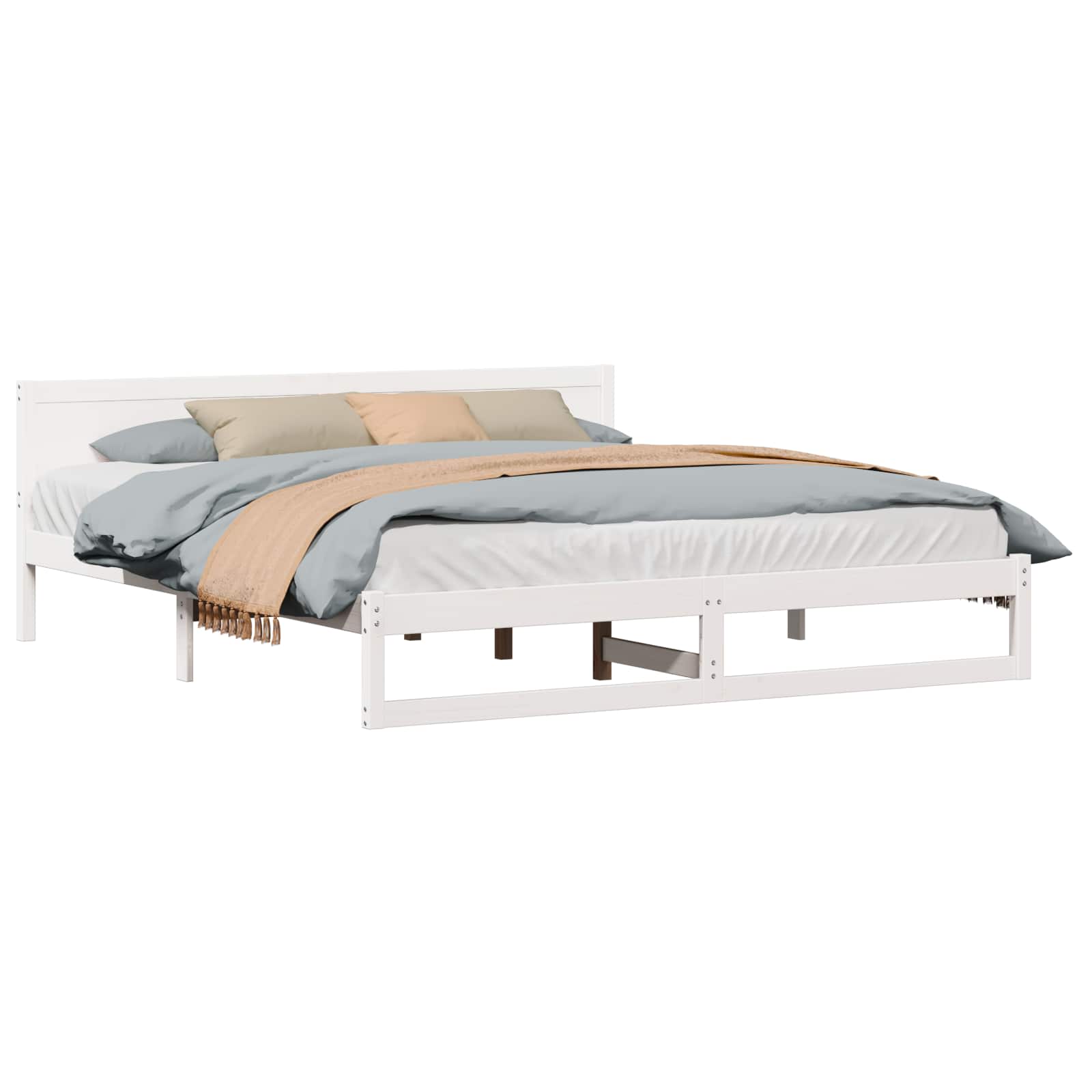 Estrutura da cama com cabeceira branco 180 x 200 cm