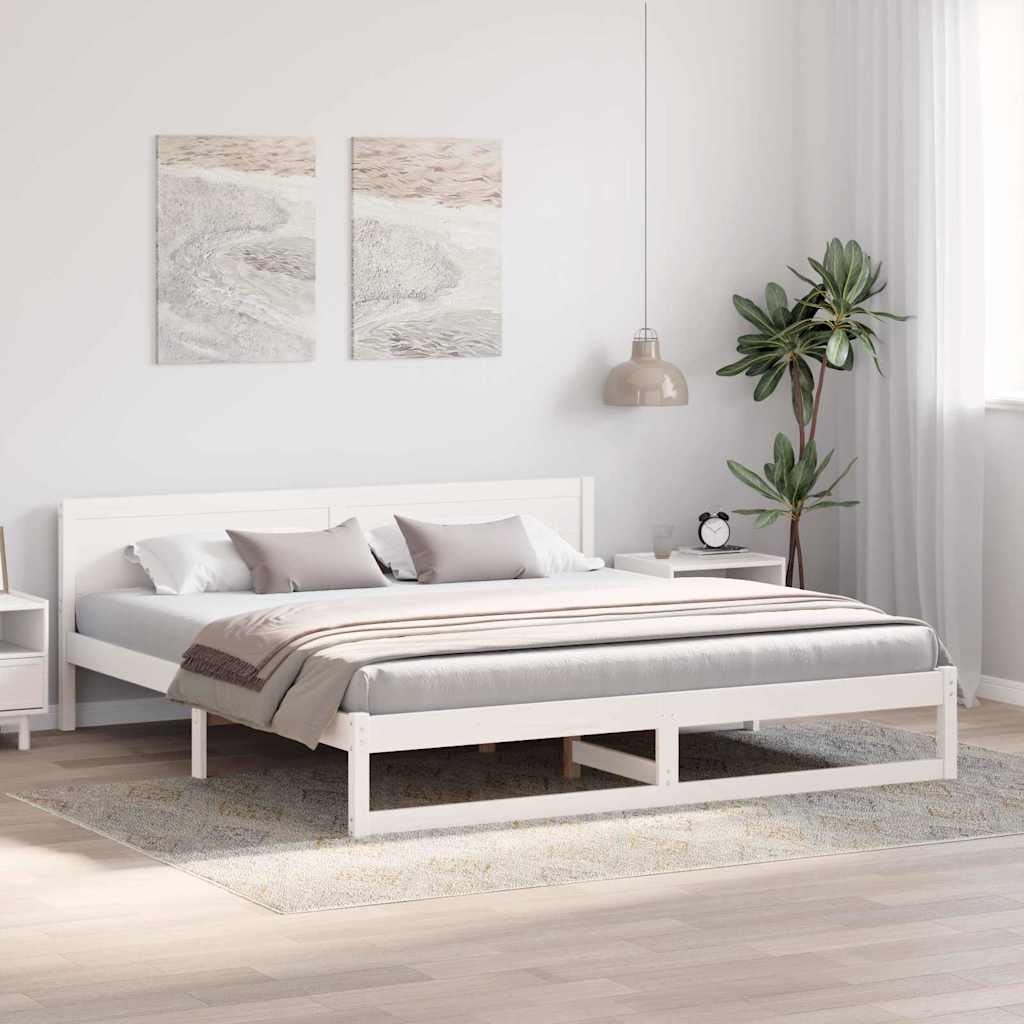 Estrutura da cama com cabeceira branco 180 x 200 cm
