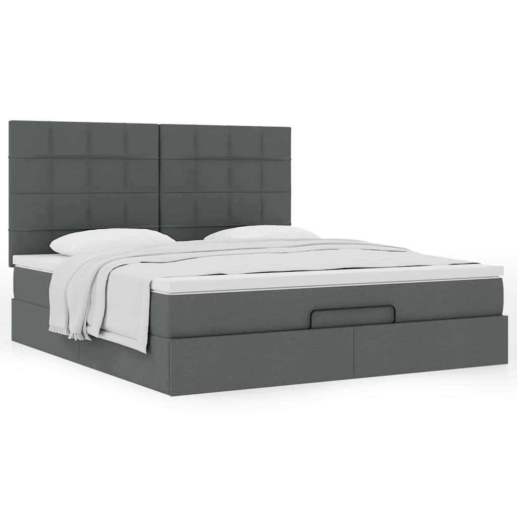Estrutura de cama otomana com colchão 180x200cm cinzento escuro
