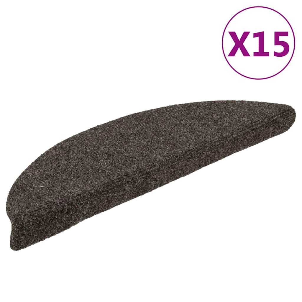 Tapetes de escada autoadesivos 15 peças 56x17x3 cm antracite meia-lua