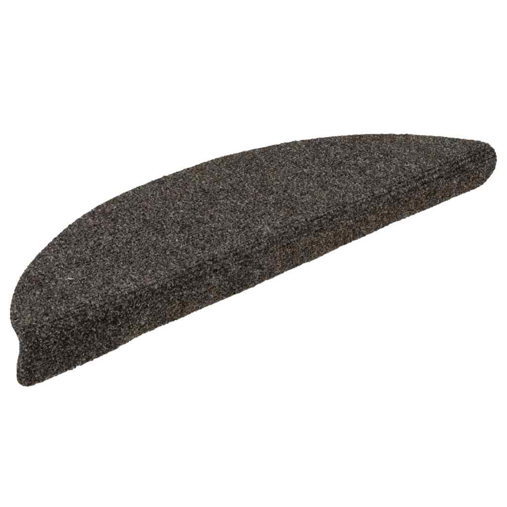 Tapetes de escada autoadesivos 15 peças 56x17x3 cm antracite meia-lua