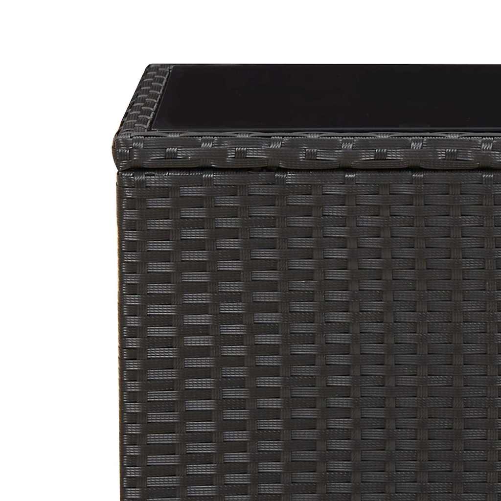 3 Pcs conjunto de jantar p/ jardim c/ almofadões vime PE preto