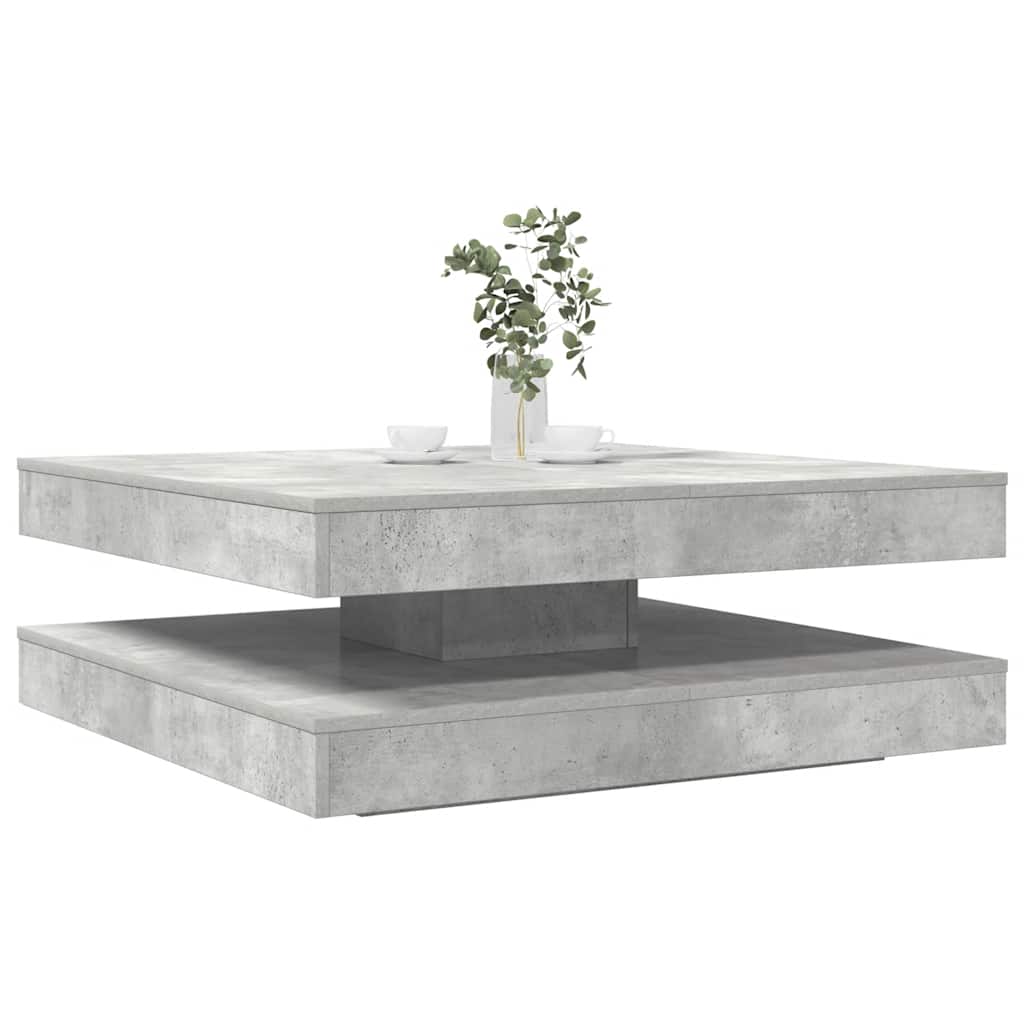 Mesa de centro rotativa a 360 graus 90x90x34,5 cm cinza cimento