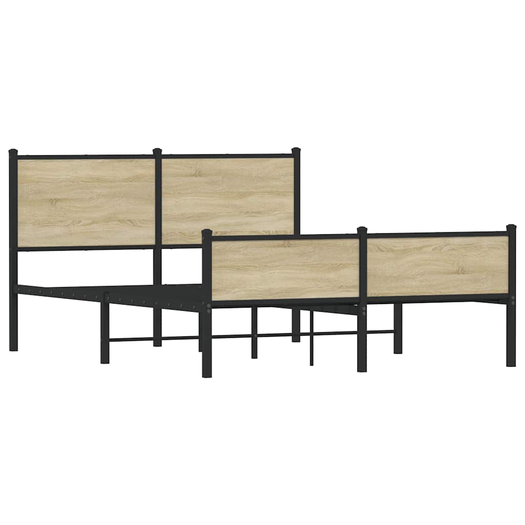 Estrutura de cama sem colchão 140x200 cm metal carvalho sonoma