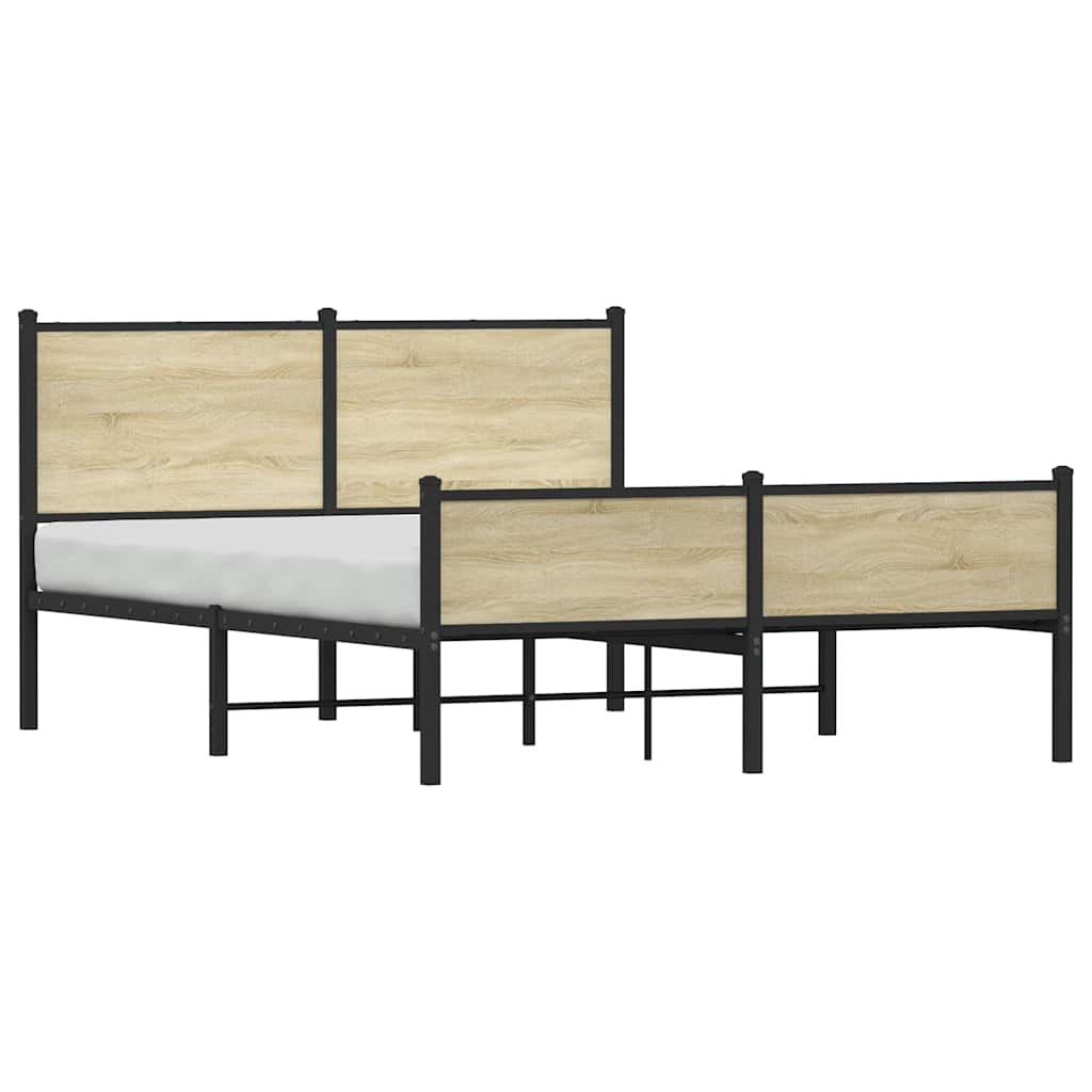 Estrutura de cama sem colchão 140x200 cm metal carvalho sonoma