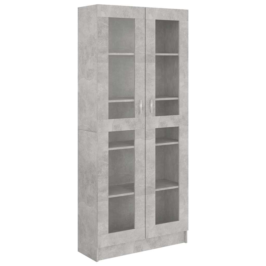 Armário vitrine 82,5x30,5x185,5cm derivados madeira cinzento