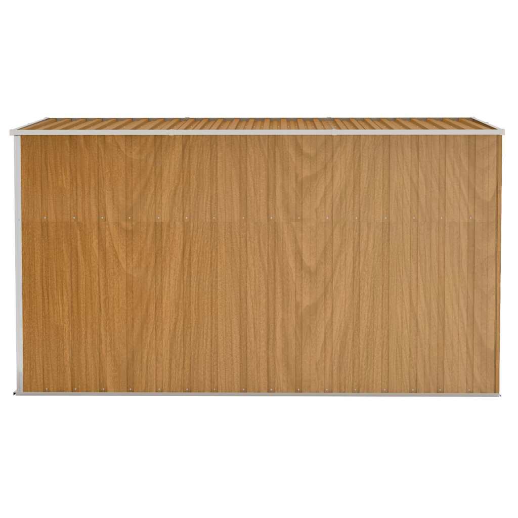 Abrigo de jardim de parede castanho 118x288x178 cm aço galvanizado