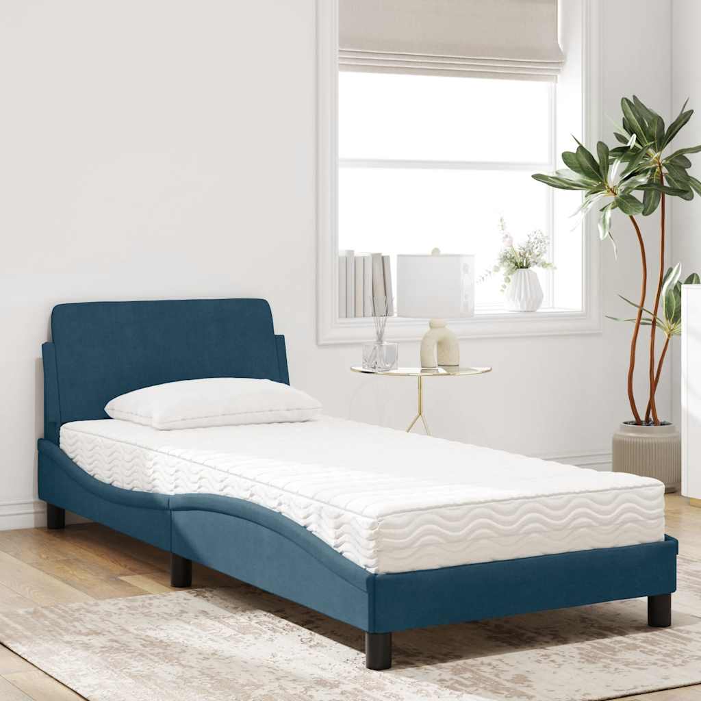 Cama com colchão dover 80x200 cm veludo azul