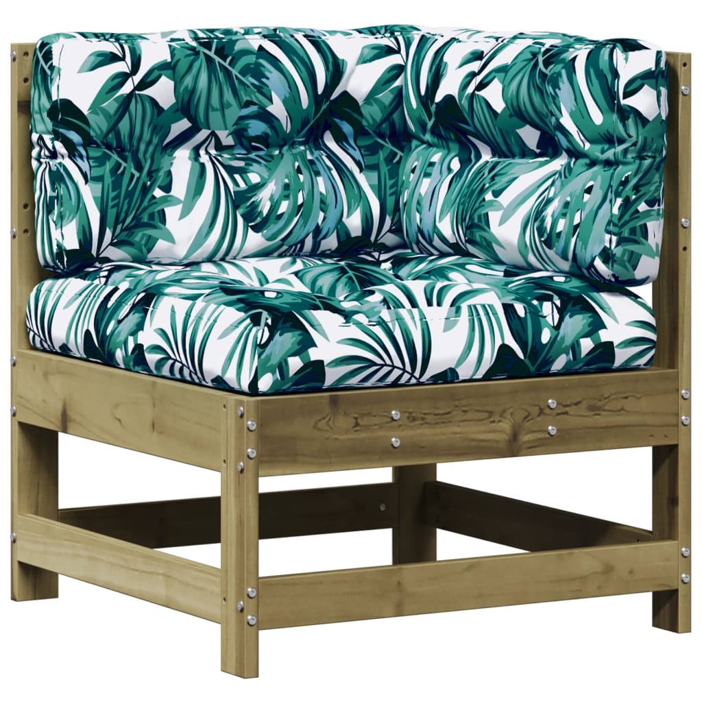 3 Pcs conjunto lounge de jardim c/ almofadões pinho impregnado