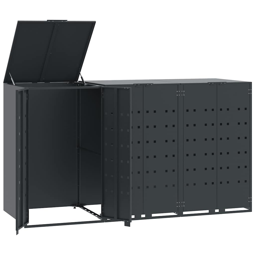 Abrigo para 3 caixotes do lixo 207x79x117 cm aço antracite