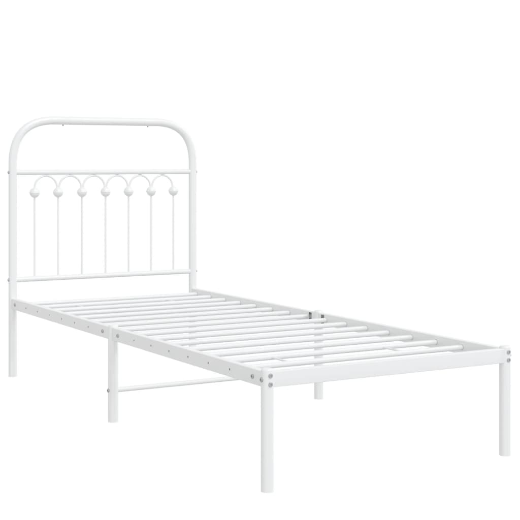 Estrutura de cama com cabeceira 80x200 cm metal branco