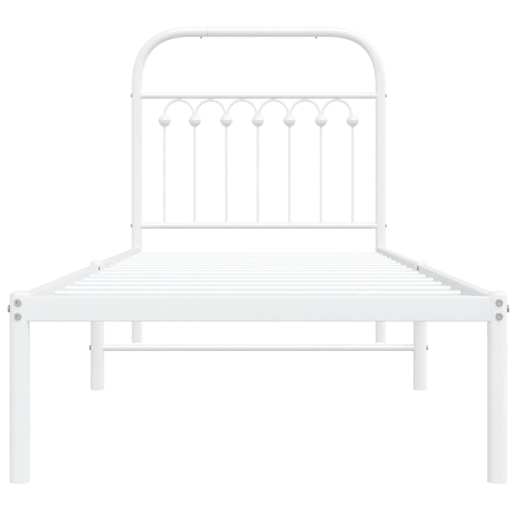 Estrutura de cama com cabeceira 80x200 cm metal branco