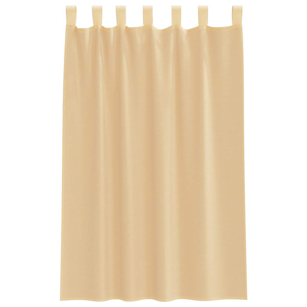Cortinas de voile com laços 2 pcs areia 140x175 cm