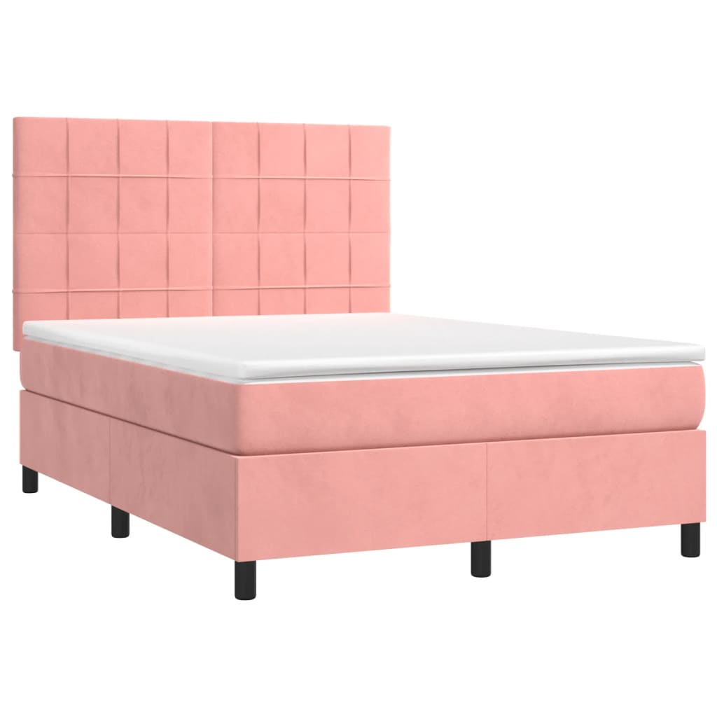 Cama com molas/colchão 140x190 cm veludo rosa