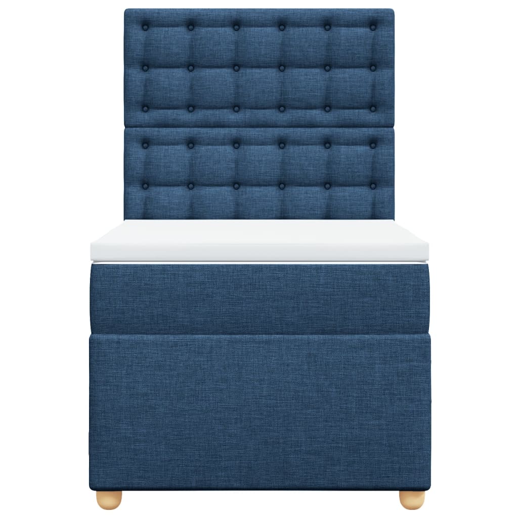 Cama com molas/colchão 90x200 cm tecido azul