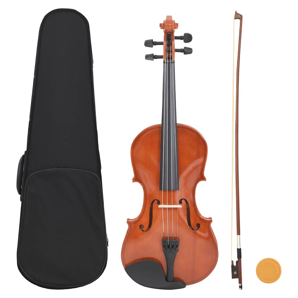 Conj completo violino c/ arco e apoio queixo madeira escura 4/4
