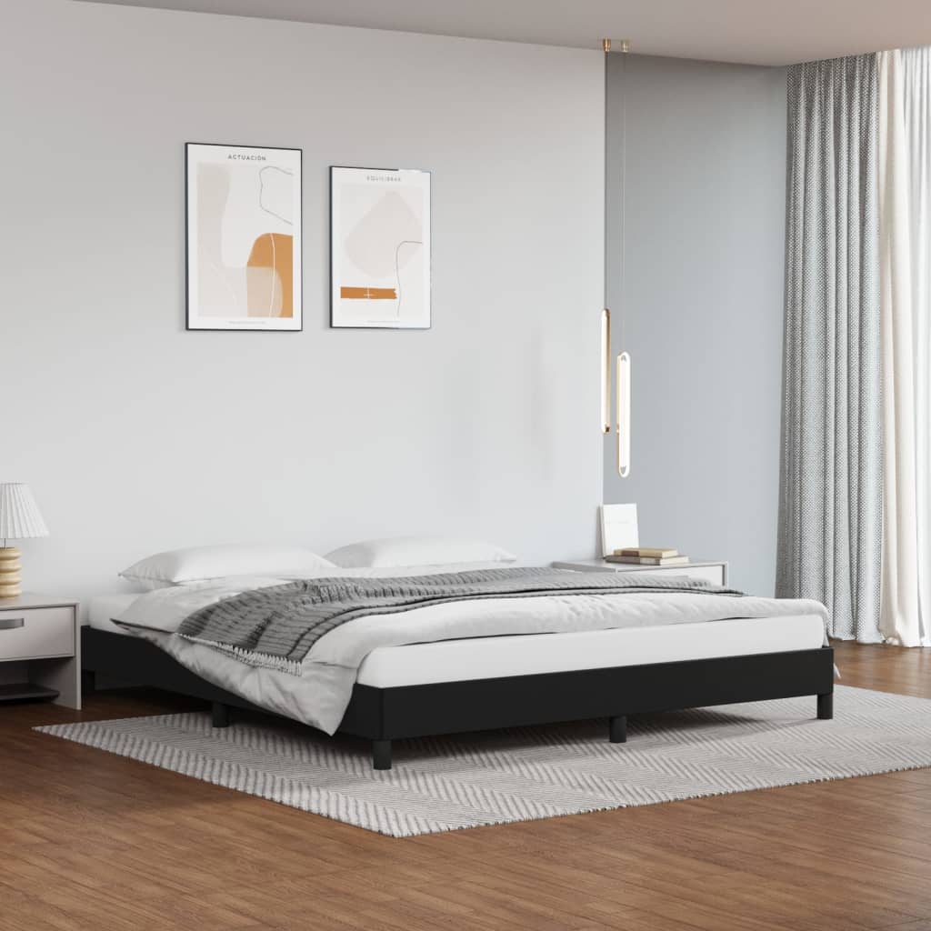 Estrutura de cama 160x200 cm couro artificial preto