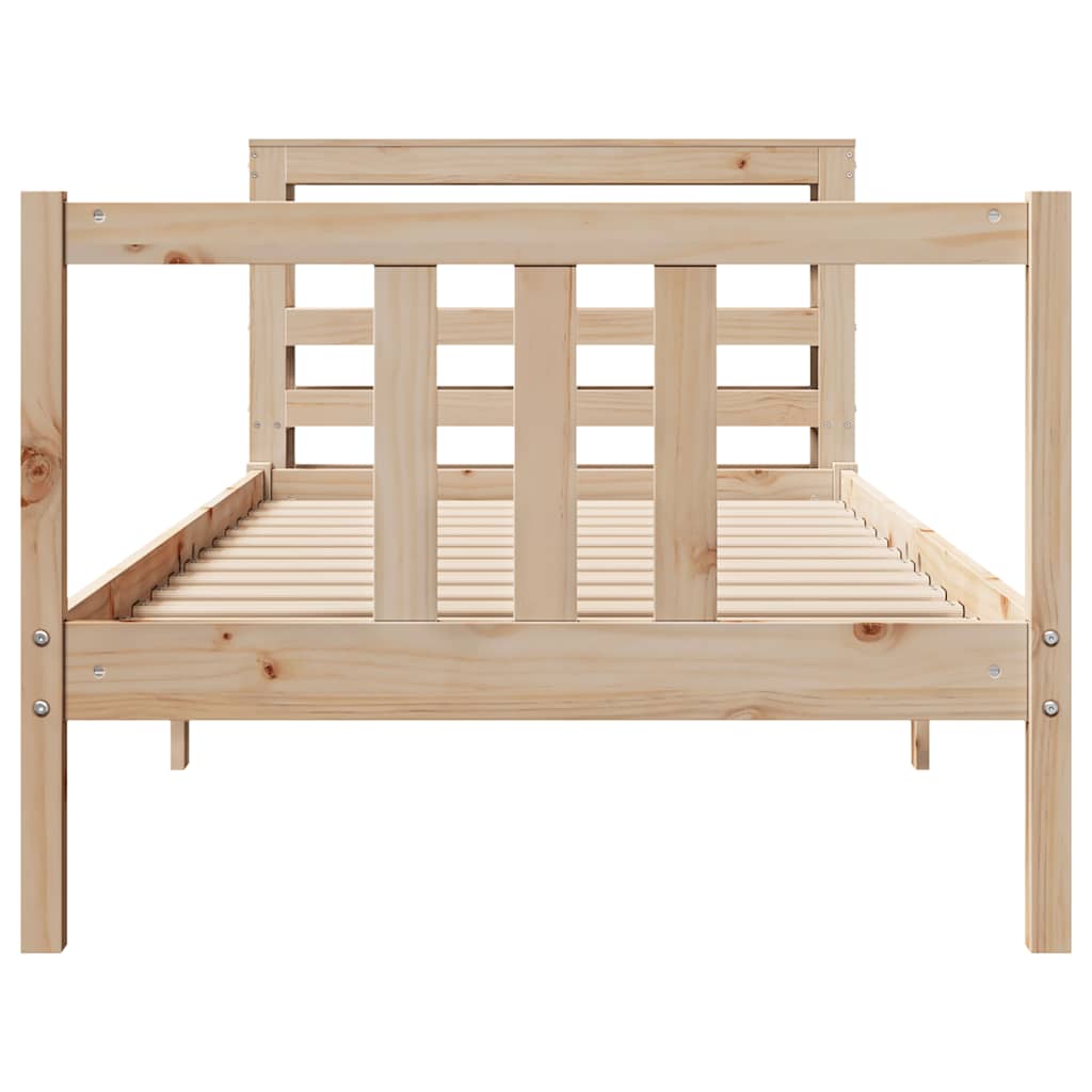 Estrutura de cama com cabeceira 75x190 cm pinho maciço