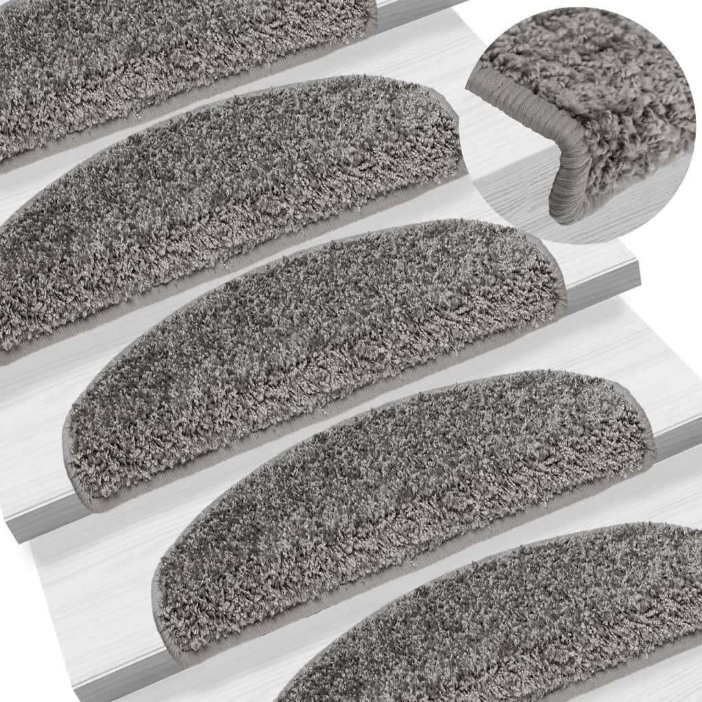 Tapetes de escada 15 peças 65x21x4 cm cinza semicircular grande