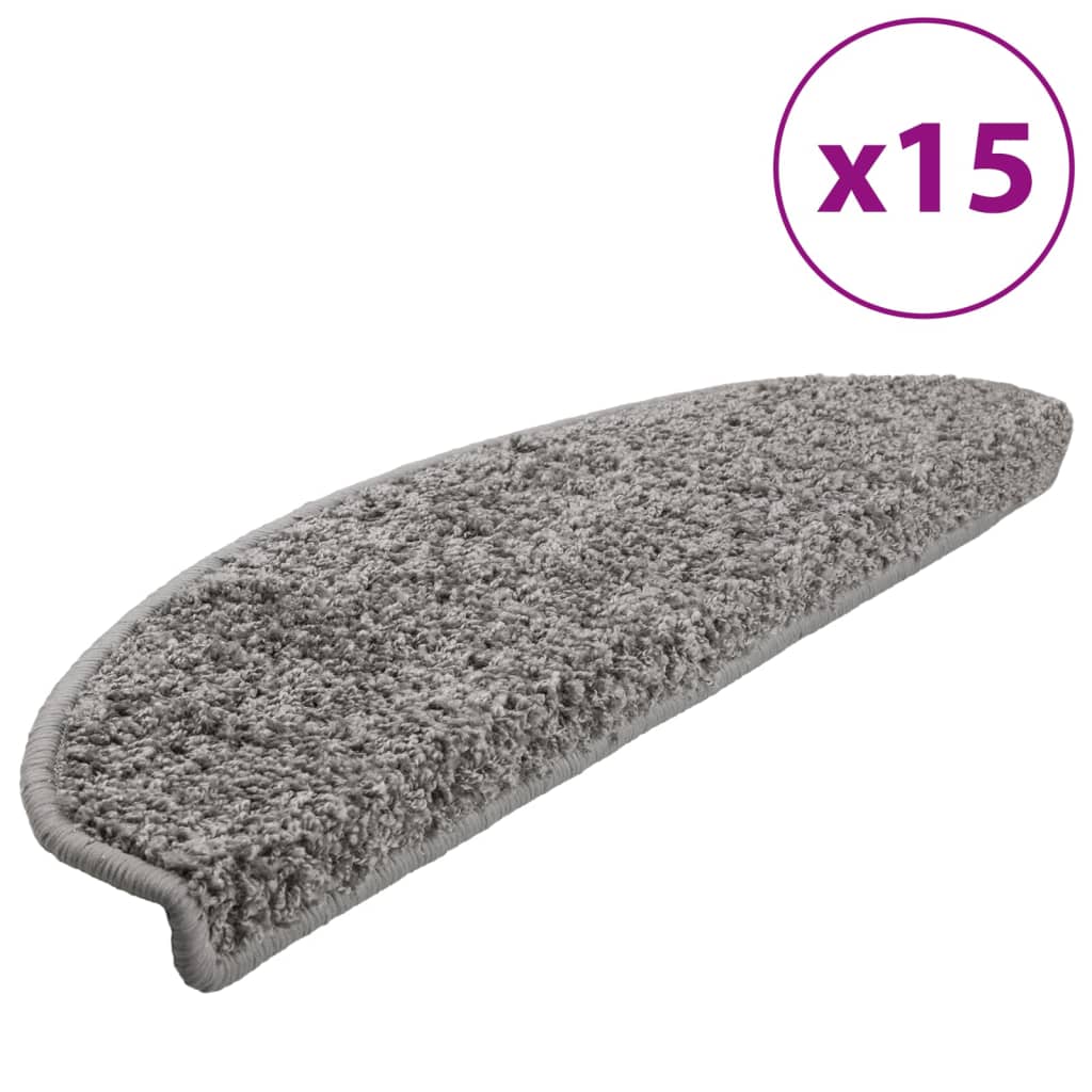 Tapetes de escada 15 peças 65x21x4 cm cinza semicircular grande