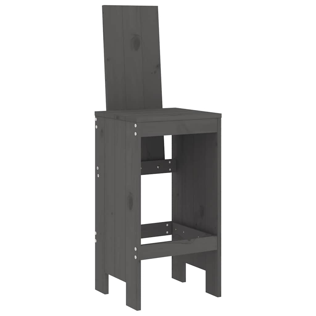 7 Pcs conjunto de bar para jardim pinho maciço cinzento